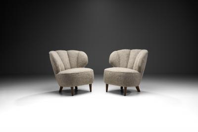Mid Century Modern Easy Chairs with Lacquered Wood Legs Scandinavia 1950s