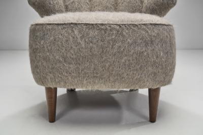 Mid Century Modern Easy Chairs with Lacquered Wood Legs Scandinavia 1950s