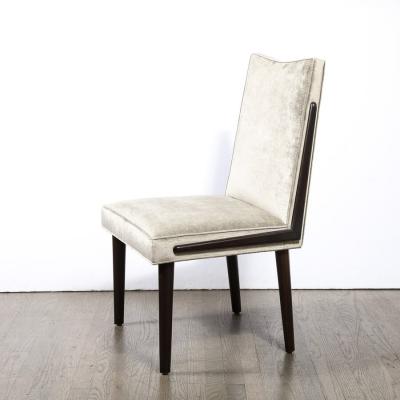 Mid Century Modern Ebonized Walnut Platinum Velvet Side Chair