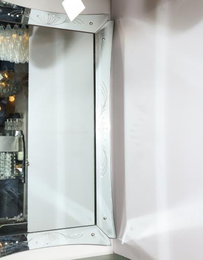 Mid Century Modern Etched and Beveled Venetian Mirror with Dovetailed Corners