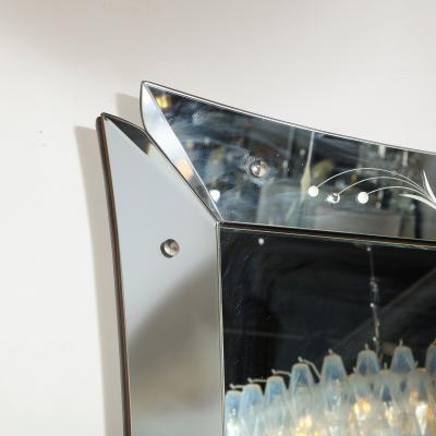 Mid Century Modern Etched and Beveled Venetian Mirror with Dovetailed Corners