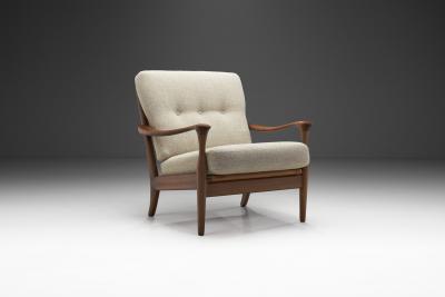 Mid Century Modern European Armchair with Slat Back Europe ca 1950s