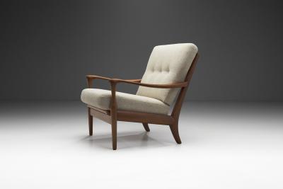 Mid Century Modern European Armchair with Slat Back Europe ca 1950s