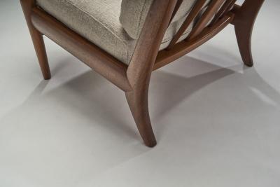 Mid Century Modern European Armchair with Slat Back Europe ca 1950s