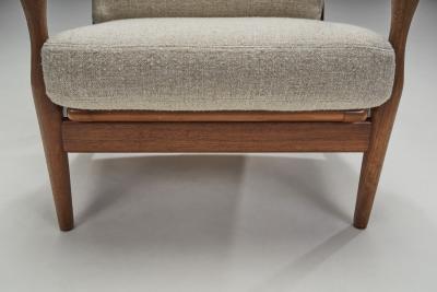 Mid Century Modern European Armchair with Slat Back Europe ca 1950s