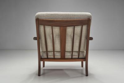 Mid Century Modern European Armchair with Slat Back Europe ca 1950s