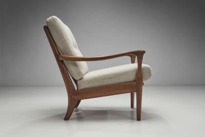 Mid Century Modern European Armchair with Slat Back Europe ca 1950s
