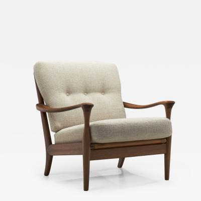 Mid Century Modern European Armchair with Slat Back Europe ca 1950s