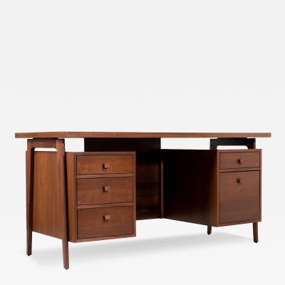 Mid Century Modern Executive Walnut Desk with Floating Top