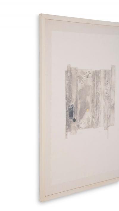 Mid Century Modern Experimental Abstract Lithograph in Neutral Tones 1960s