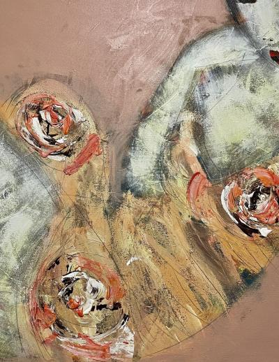 Mid Century Modern Figurative Painting Oriental One of a Pair Signed