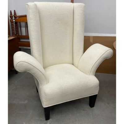 Mid Century Modern Flamboyant White Wingback Chair
