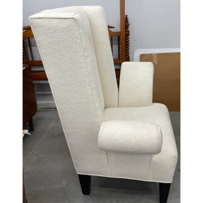Mid Century Modern Flamboyant White Wingback Chair