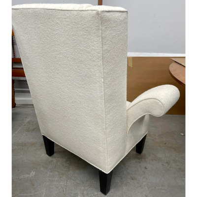Mid Century Modern Flamboyant White Wingback Chair