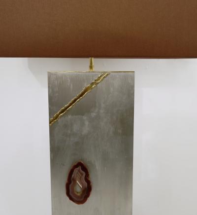 Mid Century Modern Floor Lamp in Brushed Chrome Agate