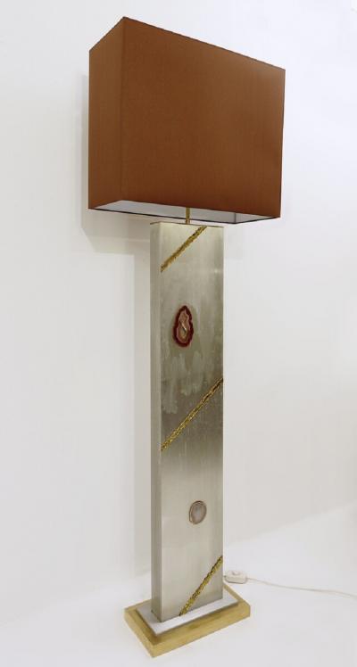 Mid Century Modern Floor Lamp in Brushed Chrome Agate