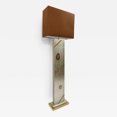 Mid Century Modern Floor Lamp in Brushed Chrome Agate