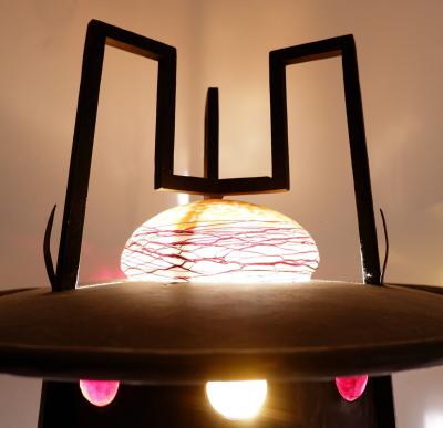 Mid Century Modern Floor Lamp in Metal Glass