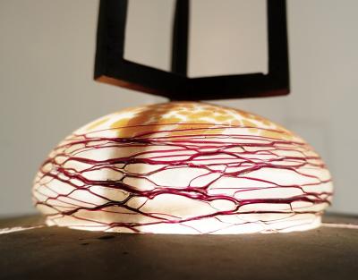 Mid Century Modern Floor Lamp in Metal Glass