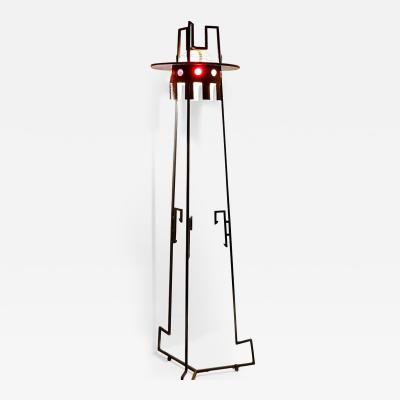 Mid Century Modern Floor Lamp in Metal Glass