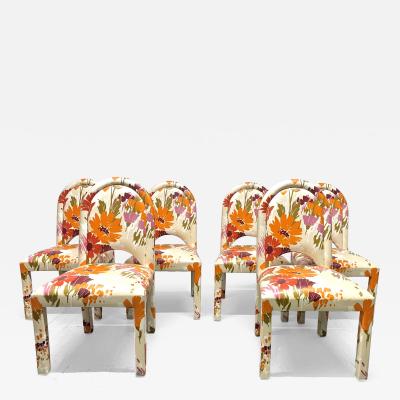 Mid Century Modern Floral Dining Chairs Set of 6