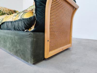 Mid Century Modern Floral Sofa in Rattan