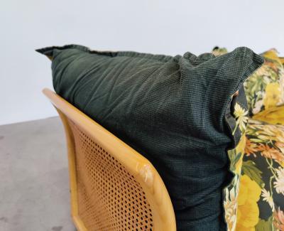 Mid Century Modern Floral Sofa in Rattan