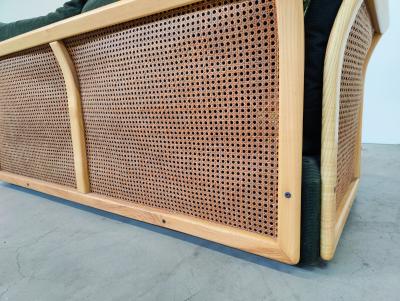 Mid Century Modern Floral Sofa in Rattan