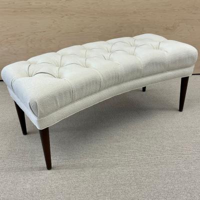 Mid Century Modern Freeform Tufted Bench American Designer Ebony Wood Boucl 