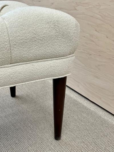 Mid Century Modern Freeform Tufted Bench American Designer Ebony Wood Boucl 
