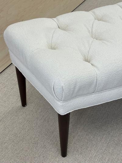 Mid Century Modern Freeform Tufted Bench American Designer Ebony Wood Boucl 