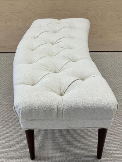 Mid Century Modern Freeform Tufted Bench American Designer Ebony Wood Boucl 