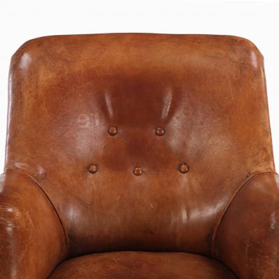 Mid Century Modern French Leather Club Chair C 1950 