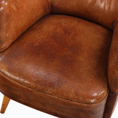 Mid Century Modern French Leather Club Chair C 1950 