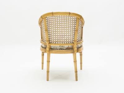 Mid Century Modern French Riviera Cane Bamboo Armchairs 1960s