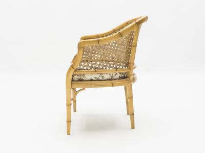 Mid Century Modern French Riviera Cane Bamboo Armchairs 1960s