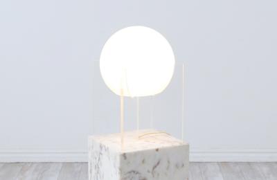 Mid Century Modern Geometric Lucite Globe Table Lamp