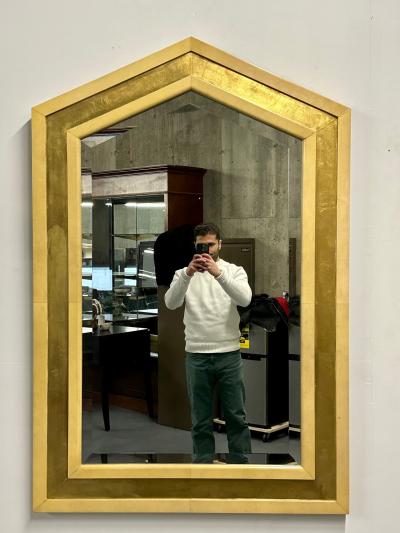 Mid Century Modern Giltwood Wall Console Pier Mirror Parchment Italian