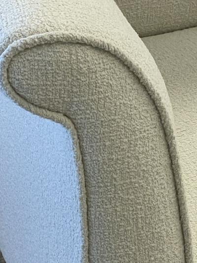 Mid Century Modern Gio Ponti Style Armchairs Wingback Chairs Pair in Boucl 