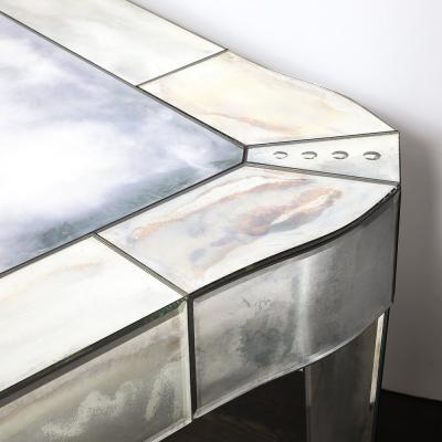 Mid Century Modern Glamorous Smokey Mirrored Center Hall Dining Table