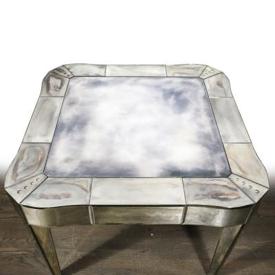Mid Century Modern Glamorous Smokey Mirrored Center Hall Dining Table