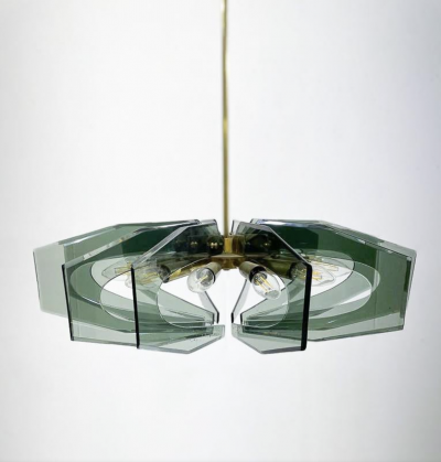 Mid Century Modern Glass Suspension Fontana Arte Style 1960s