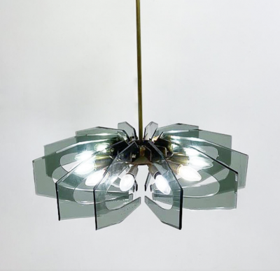 Mid Century Modern Glass Suspension Fontana Arte Style 1960s