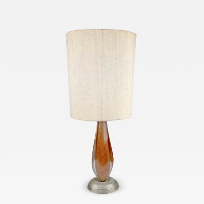 Mid Century Modern Gold Art Glass Table Lamp with Custom Shade