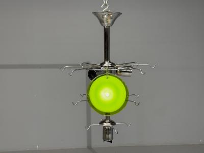 Mid Century Modern Green Murano Glass Chrome Pendant Light 1960s