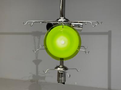 Mid Century Modern Green Murano Glass Chrome Pendant Light 1960s