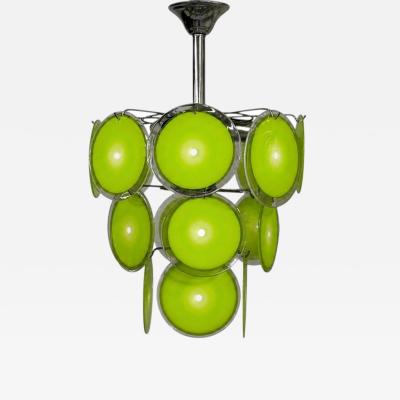 Mid Century Modern Green Murano Glass Chrome Pendant Light 1960s