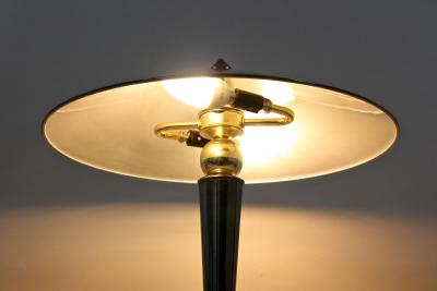Mid Century Modern Grey Chromed Table Lamp With Brass Sphere Italy ca 1970