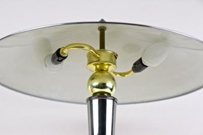 Mid Century Modern Grey Chromed Table Lamp With Brass Sphere Italy ca 1970
