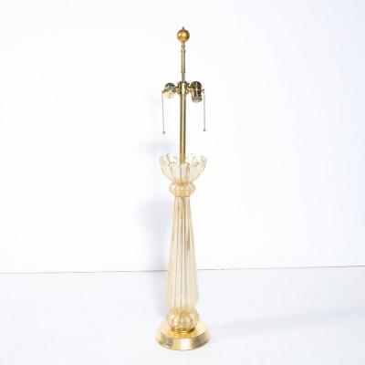 Mid Century Modern Hand Blown Murano Glass Table Lamp with 24kt Gold Flecks